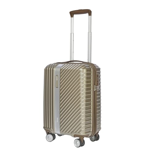 Image of VIP Barclay Cabin Trolley Bag 55cm | Small | Hard Luggage | 8-Wheel Suitcase with Shoe & Toiletry Pouch | Flushed TSA Lock with Anti-Theft Zipper | 3 Years International Warranty (Champagne Beige)