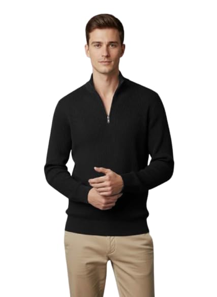 Image of Men's Full Sleeve Winter Wool Half Zipper Pullover Sweater
