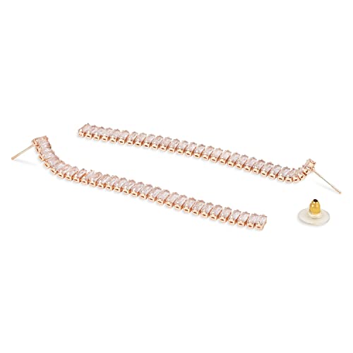 Image of I Jewels Valentines Special Sparkling Glamorous Silver Plated CZ and American Diamond Tassel Drop Fashionable Earrings for Women /Girls (E3117-118S)