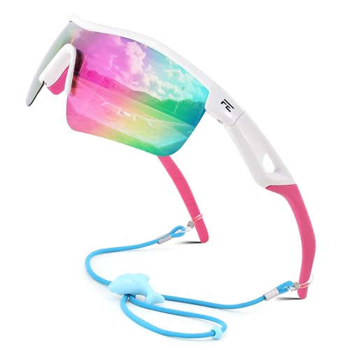 Image of FEISEDY Kids Polarized Sports Sunglasses, TR90 UV400 Baseball Cycling | LightWeight Wrap-Around for Boys Girls, TAC Polarized Lens blocks 100% UVA /UVB, Baseball /Softball /Cycling /Running B2454