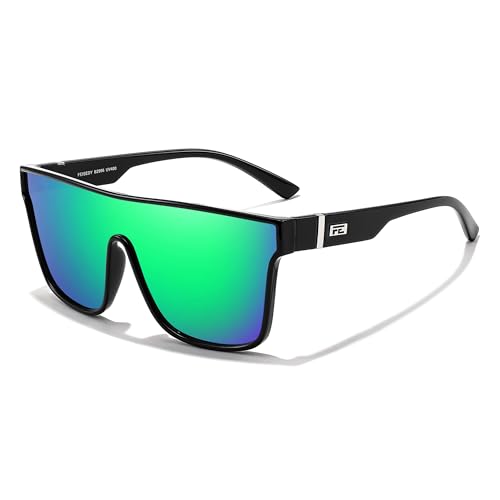 Image of FEISEDY Sunglasses for Women Men, Fashion Mirrored Single Lens Shades | 80s Rave Neon Oversized Sun Glasses, Driving Beach UV400 Sunnies B2996