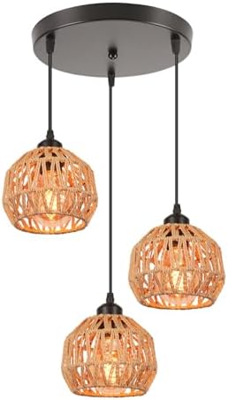 3 Lampes Suspension Industriel Lustre Vintage Abat-jour en Métal ...