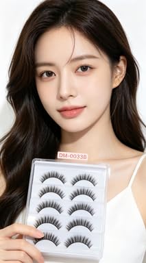 5 Pairs Natural Full False Eyelashes, Medium Volume Lashes, Multipack, Soft & Lightweight, Reusable Fake Lashes for Everyday Makeup