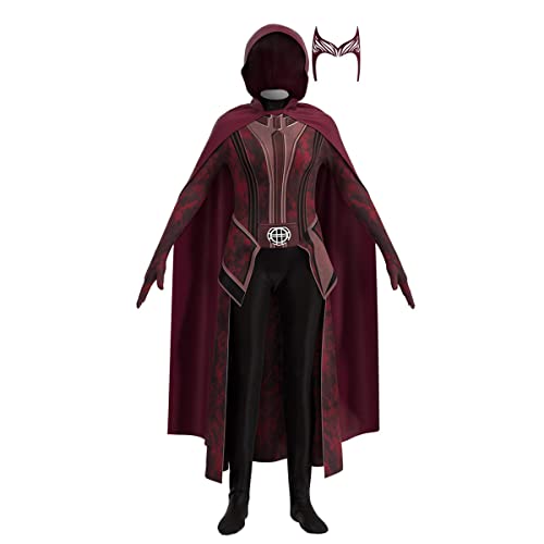 Anjinguang Wanda Vision - Disfraz de bruja escarlata, disfraz de Halloween para adultos, disfraz de mujer