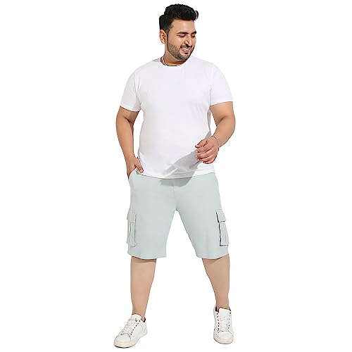 Image of Instafab Plus Men's Cargo Shorts for Casual Wear | 6 Pockets | Plus Size Fit | Button Closure | Cotton Poly Cargo Shorts Crafted with Comfort Fit for Everyday Wear