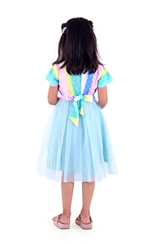 Image of TAGAS Baby-Girl's Valantino & Net Fit and Flare Standard Length Dress (KD-405-PINK-7 Pink 7 8 Years)