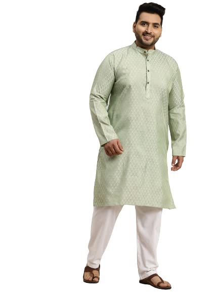 Sojanya Plus Men's Jacquard Silk Maroon Self design Kurta & Off-White Churidar Pyjama Set