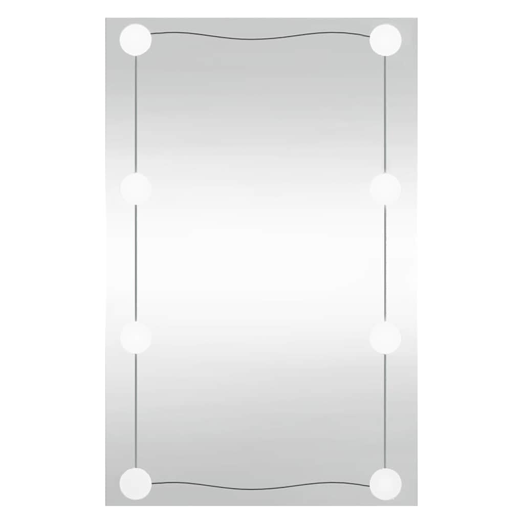 KGHFDVB Sleek Wall Mirror with LED Lights, 50x80 cm Glass Rectangle Mirror for Wall, Illuminated Vanity with USB Interface and Multiple Color Modes for Bedroom, Bathroom, Hallway