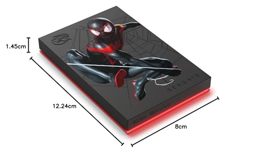 Image of Seagate Miles Morales Special Edition FireCuda External Hard Drive 2TB - USB 3.2 Gen 1, Customizable LED RGB Lighting Red, with 3 Years Rescue Data Recovery Services (STKL2000419)