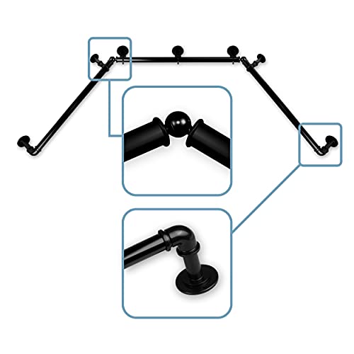 Rod Desyne 1 Inch Pipe Bay Window Curtain 23' 41'-78'-Black Single Rod Set