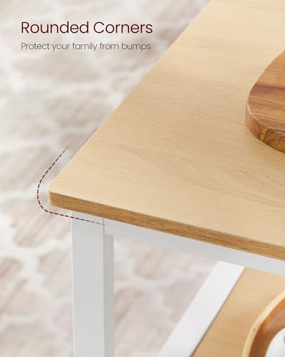 Image of VASAGLE Kitchen Island with 3 Shelves, 39.4 Inches Width Kitchen Shelf with Large Worktop, Stable Steel Structure, Industrial, Easy to Assemble, Oak Color and White UKKI005W09