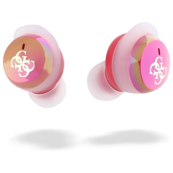 CG Mobile Guess Écouteurs Bluetooth TWS + Station d'accueil Iridescent 4G Imprimé Logo Fuchsia