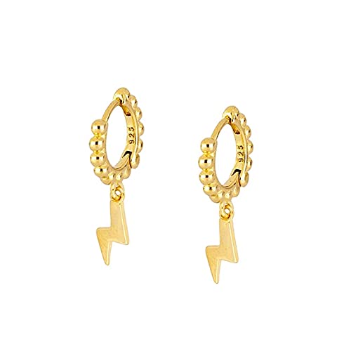 Boucles d'oreilles créoles éclair et croix en argent sterling pour femme