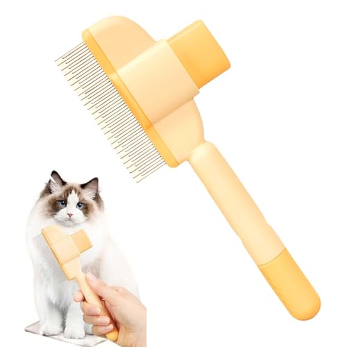 Zen Brush for Cats, Self-cleaning Pet Flea Comb Grooming Brush wi...