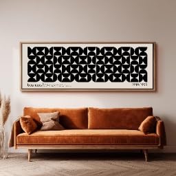 Impression géométrique noir et blanc sur toile panoramique style moderniste - 4