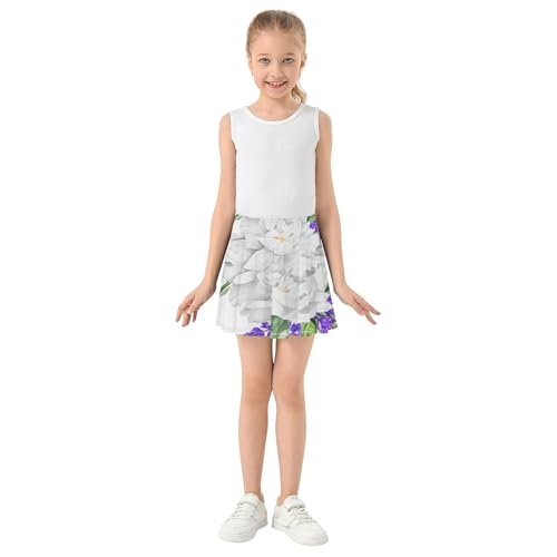 Joisal Girls' Shorts Athletic Skorts Tennis Skirts for Kids Casual Pleated Purple Lavender Flowers 3t3