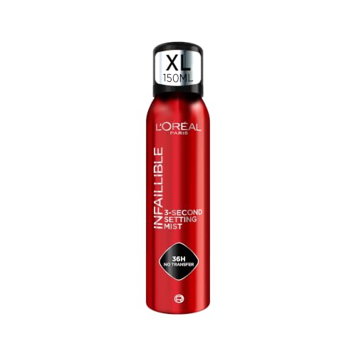 LOréal Paris Setting Spray XL Infallible 3-Second Setting Mist for Face Up To 36 Hour Makeup Wear Fixing Spray Waterproof and Sweatproof Transfer-proof and Non-sticky 150ml