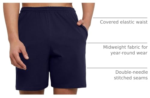 Image of Hanes Men's Essentials Jersey Shorts, Shorts with Pockets, Cotton Shorts for Men, 7.5 inch