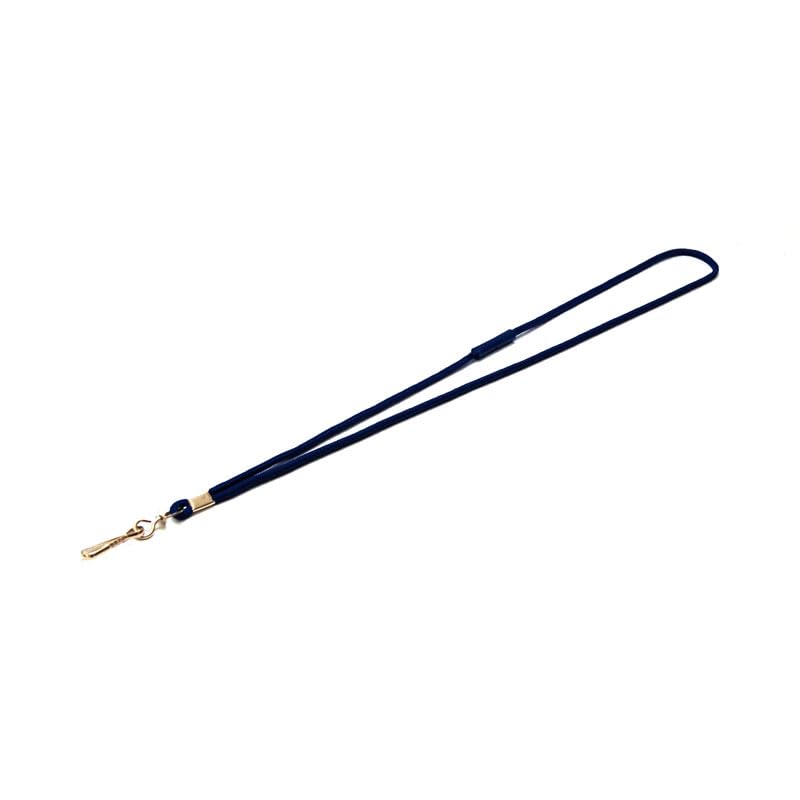 Lanyard redondo de seguridad de 4 mm con mosquetón metálico - Azul marino (lote de 100)