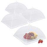 com-four® 4X Speisehauben, Faltbare Fliegenhaube 44 cm - Abdeckhaube für Lebensmittel - Fliegen-Schutz, Fliegenschirm für Lebensmittel, Essen, Obst, BBQ, Picknick, Kuchenabdeckung (04 Stück - weiß)