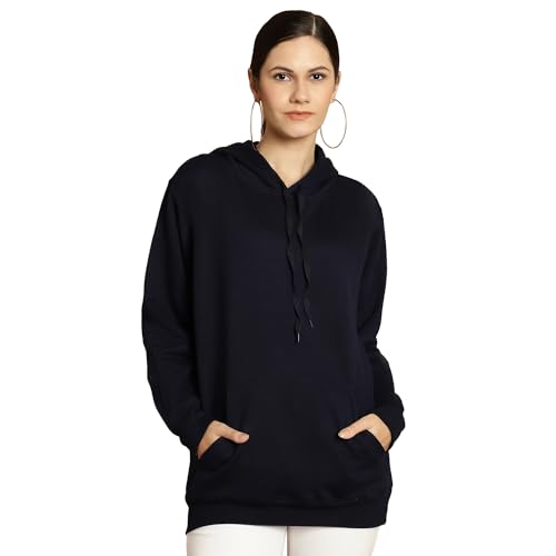 Image of Mack Jonney Solid Hooded Cotton Fleece Sweatshirt for Women (Pack of 2)-MACK50923