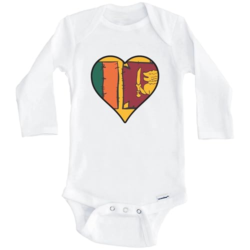 Really Awesome Shirts Sri Lanka Heart Sri Lankan Flag One Piece Baby Bodysuit (Long Sleeve)