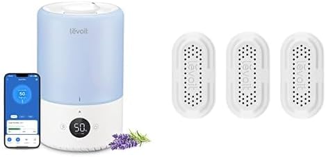 LEVOIT Dual 200S Smart Humidifiers for Bedroom, Top Fill, Customize Humidity for Home+ 3-Pack Water, Demineralization Cartridge, Compatible Top Fill Humidifiers Calcium and Magnesium Ion Softening