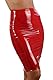 MISS NOIR Damen Röcke Wetlook Vinyl Bodycon Clubwear Knielänge Party Lack Rock (Rot (194661-RD), S)