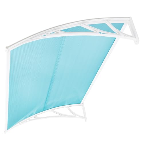 Blisswood Outdoor Door Canopy Rain Shelter Awning Canopy Waterproof Window Roof Cover for Front & Back Door Porch Canopy Rain Protector Polycarbonate Roofing Sheets Awning (100 x 80 cm, Blue)