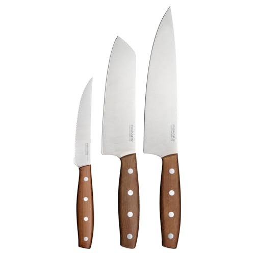 Fiskars Folken Messer-Set, 3-teilig, Kochmesser, Santokumesser und Tomatenmesser, Klingen aus deutschem Edelstahl, Griffe aus FSC-zertifiziertem Ahornholz, 1075689 Fiskars Folken Messer-Set, 3-teilig, Kochmesser, Santokumesser und Tomatenmesser, Klingen aus deutschem Edelstahl, Griffe aus FSC-zertifiziertem Ahornholz, 1075689