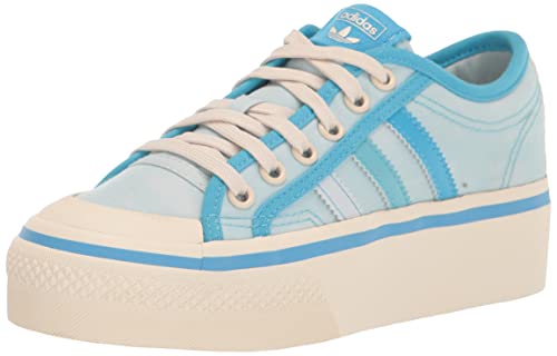 adidas Originals Nizza Platform Skate Shoe, Almost Blue/Sky Rush/Chalk White, 4 US Unisex Big Kid
