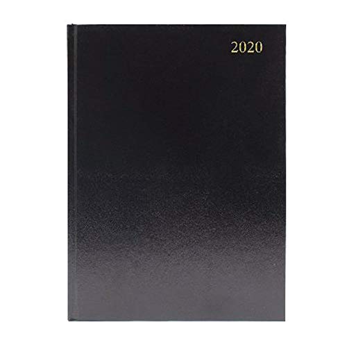 Q Connect Desk Dagboek A4 Dag Per Pagina 2020 Zwart (Referentie kalender op elke pagina)