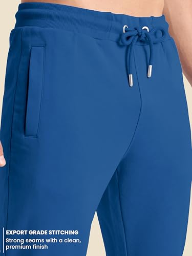Image of Clans & Hans Men's 100% Pure Cotton Regular Fit Mid Rise Track Pant with Zipper Side Pockets and Back Pocket | Casual Gym Jogging Lounge Wear
