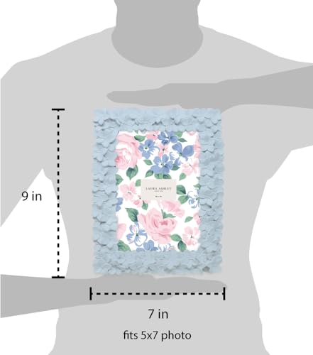 Image of Laura Ashley 5x7 Powder Blue Flower Textured Picture Frame w /Easel