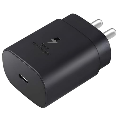 Image of 25W Type C Charger with 100 Cm Cable Compatible with Samsung A16 /M05 /A05 /A35 /M35 /F05 /M15 /F15 /A15 /A14 /M14 /F14 /A34 /M34 /F34 /S24 Ultra /S23 fe /Z fold /flip /6 /5 /4, Fast Adapter for Phones & Tab USB C, Black