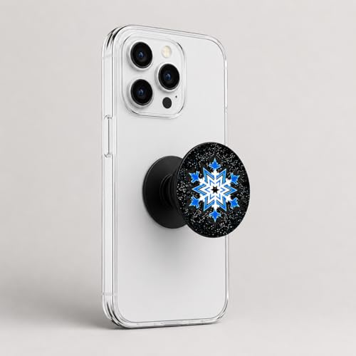 Image of Phone Case Holder | Expanding Kickstand, Mobile Phone Hold Grip for iPhone, Samsung, OnePlus & All Smartphones - Mandala (Blue White)