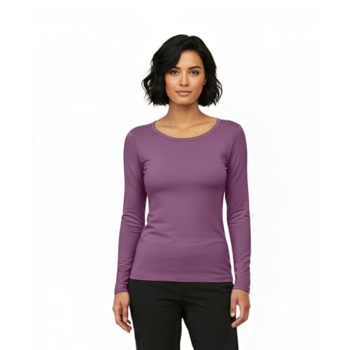Image of Natural Uniforms Women's Long Sleeve Underscrub T-Shirt - Cotton Blend Scrub Base Layer for Nurses & Medical Professionals