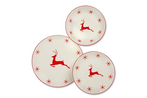 Ensemble de vaisselle en porcelaine de Noël Excelsa 18 pièces rouge