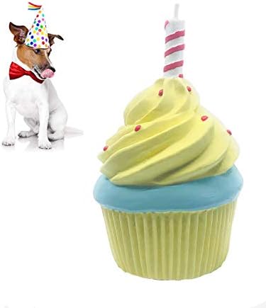 Lanco Dog Birthday Cake Toy - Squeaky Dog Toys - Dog Puppy Birthday Gift - Dog First Birthday - 100% Natural Rubber - Happy Birthday Dog Toy for Small Medium Large Dogs -Handmade