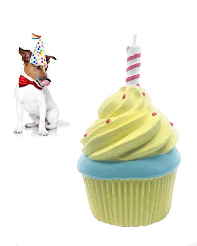 Lanco Dog Birthday Cake Toy - Squeaky Dog Toys - Dog Puppy Birthday Gift - Dog First Birthday - 100% Natural Rubber - Happy Birthday Dog Toy For Small Medium Large Dogs -Handmade #TOP18