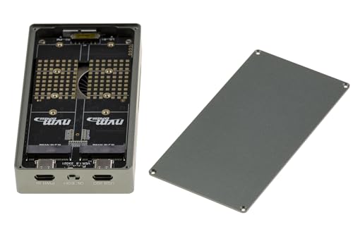 KALEA-INFORMATIQUE Aluminiowa obudowa USB 3.2 20G na 2 dyski SSD M2 NVMe, wolnostojąca lub klaster Raid 0 1 Duża. z wentylatorem chłodzącym