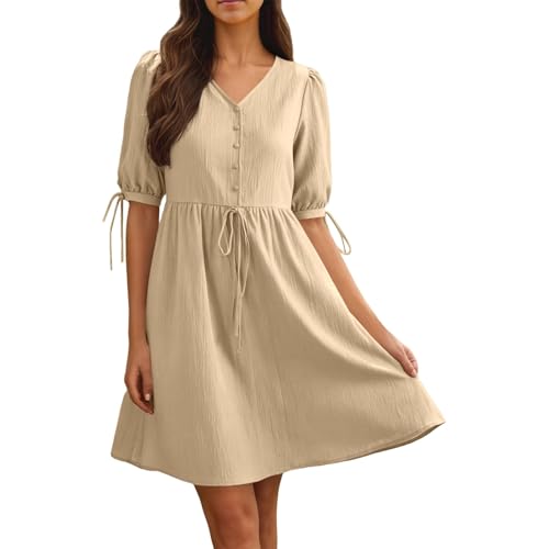Robe d'été à manches nouées et col V style smock moderne