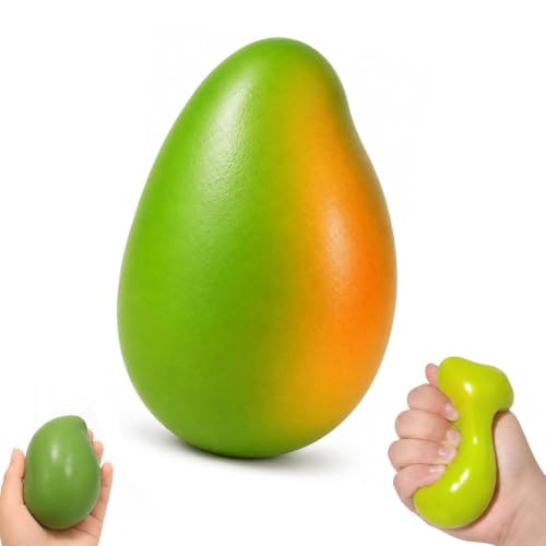 Crunchy Mango Squishy Toy – Bead Filled ASMR Slow Rising Stress Ball, For Office Travel Party Favors, Anxiety Relaxing Gifts, Portable Desk Toy