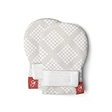 Goumikids Goumimitts Soft Stay On Scratch Mittens - Stop Scratches and Germs, Preemie, Diamond Dots (Cream)