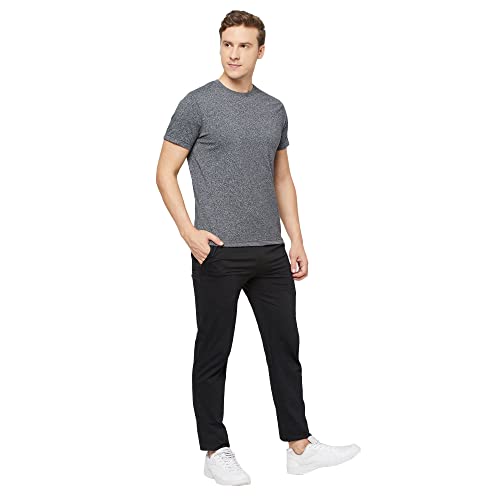 Image of sporto Anthra Melange Modern Slim Fit Track Pants for Men with Zippered Pockets