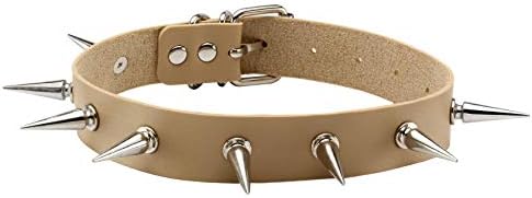 MILAKOO Gothic Rivet Spike Studded Choker Punk Rock Biker Strap Leather Collar Necklace Adjustable