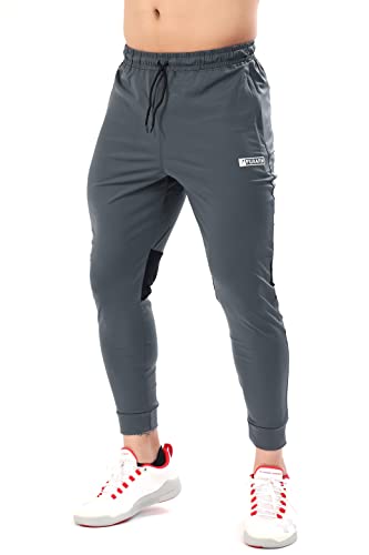 Image of FUAARK Men's Nylon Lycra Stretchable Jogger Trackpants with Zipper Pockets