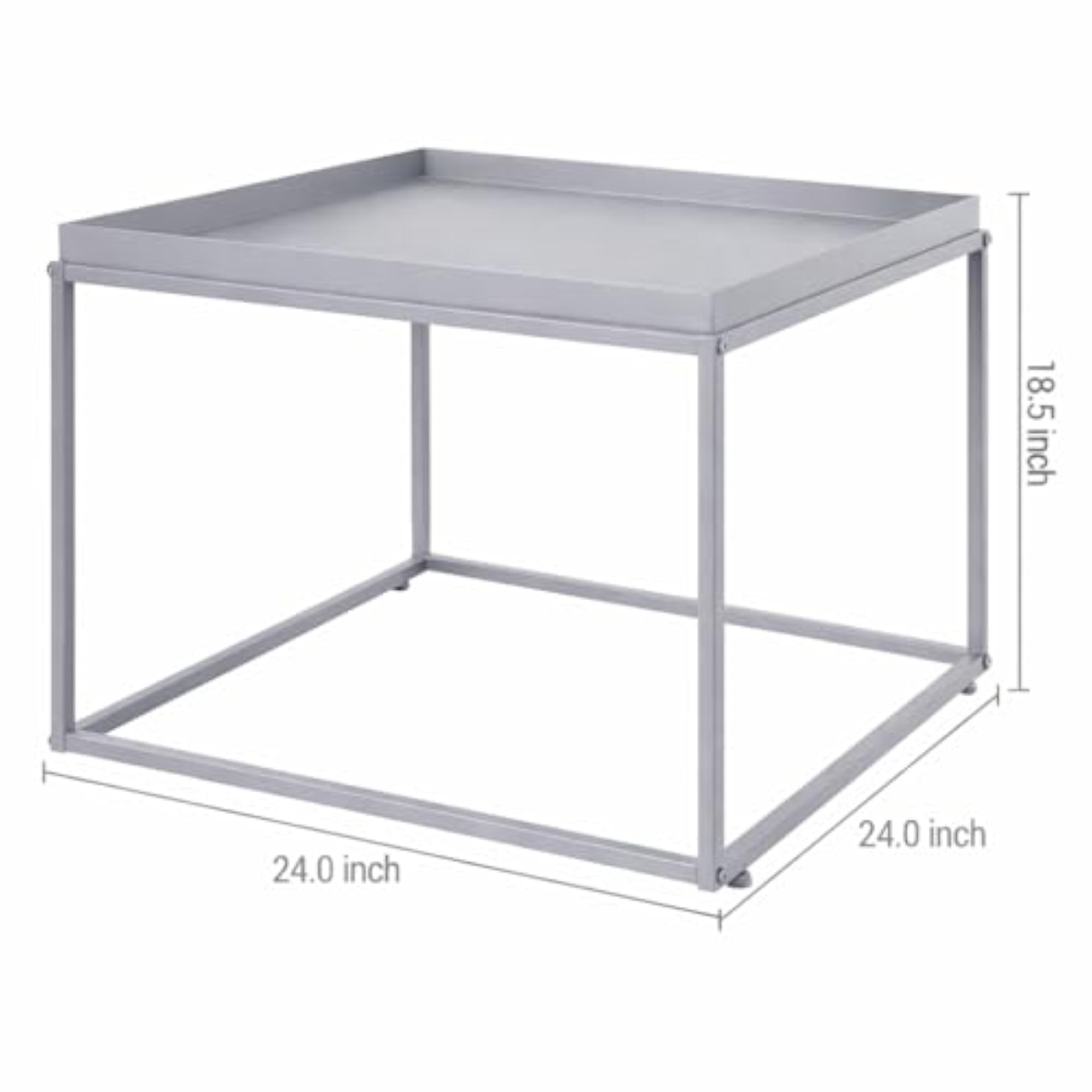 Grey Metal Tray Top End Table