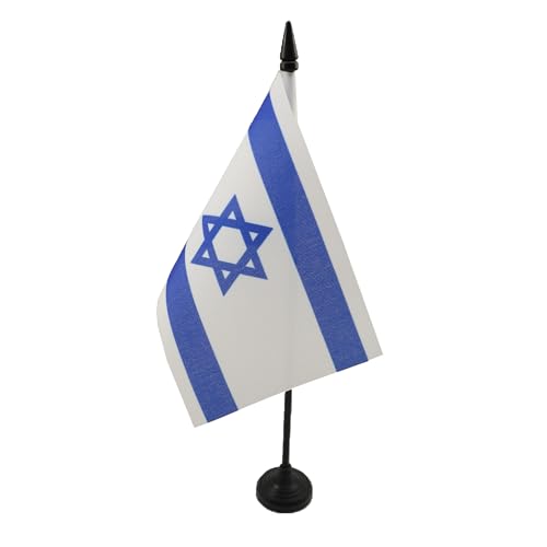 AZ FLAG Bandera de Mesa de Israel 15x10 cm - Banderina de Despacho Israelí 10 x 15 cm
