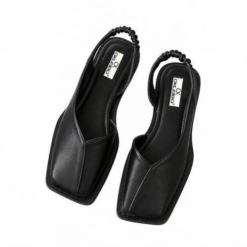 Image of Sandals Women's Closed Toe Patent Leather Flat Summer Shoes Front Closed Back Open Shoes Wide Feet Outdoor Sandals Comfortable Hiking Sandals for Everyday Work and Walking, black, 10 UK